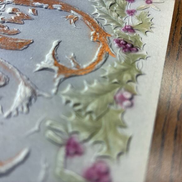 Antique Happy New Year Holiday Postcard Embossed Early 1900s Angels Embossed - Picture 3 of 5